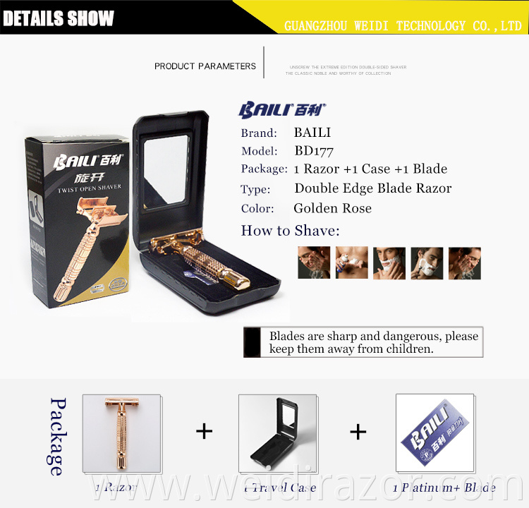 double edge razor blade private label baili butterfly safety razor